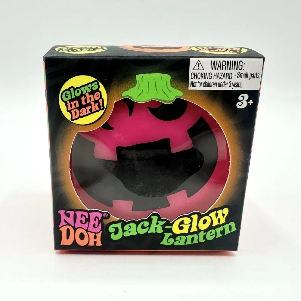 New Sealed NeeDoh Pink Jack Glow Pumpkin Halloween Glow In The Dark Schylling